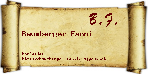 Baumberger Fanni névjegykártya